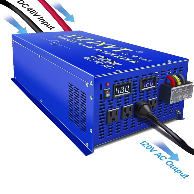 10000W Pure Sine Wave Inverter 24V 220V Solar Power Inverter Battery Bank Converter